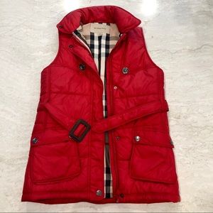 Red Quilted Burberry Vest (Youth)